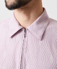 MNKGF62180 MICHEL KLEIN HOMME(ミッシェルクラン オム) 《日本製》スモーク柄ハーフジップ半袖ポロシャツ ピンク