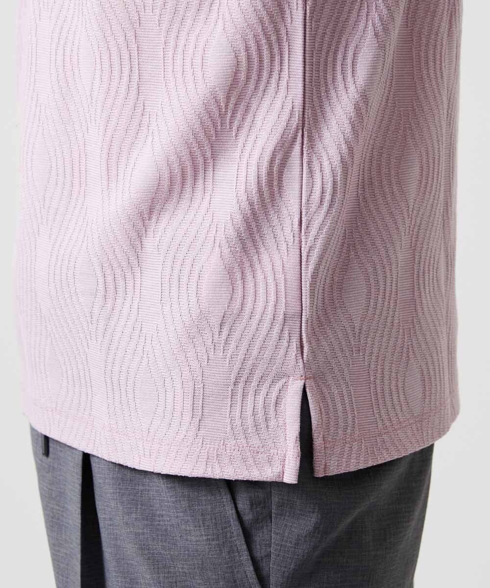 MNKGF62180 MICHEL KLEIN HOMME(ミッシェルクラン オム) 《日本製》スモーク柄ハーフジップ半袖ポロシャツ ピンク