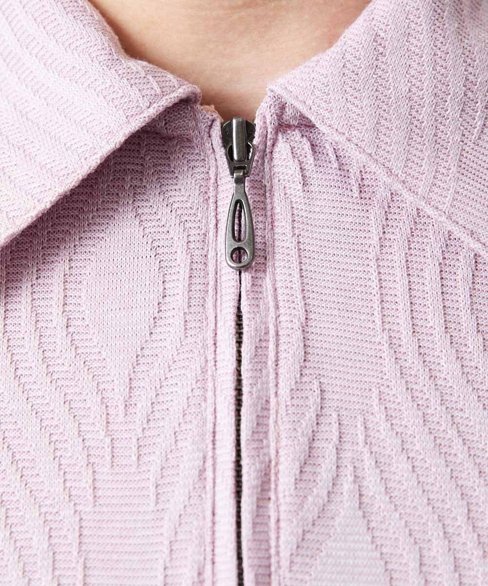 MNKGF62180 MICHEL KLEIN HOMME(ミッシェルクラン オム) 《日本製》スモーク柄ハーフジップ半袖ポロシャツ ピンク