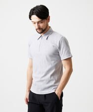 MNKGF62180 MICHEL KLEIN HOMME(ミッシェルクラン オム) 《日本製》スモーク柄ハーフジップ半袖ポロシャツ ライトグレー