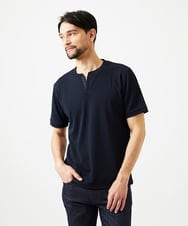 MNKGF64150 MICHEL KLEIN HOMME(ミッシェルクラン オム) 《日本製》キーネック半袖カットソー ネイビー