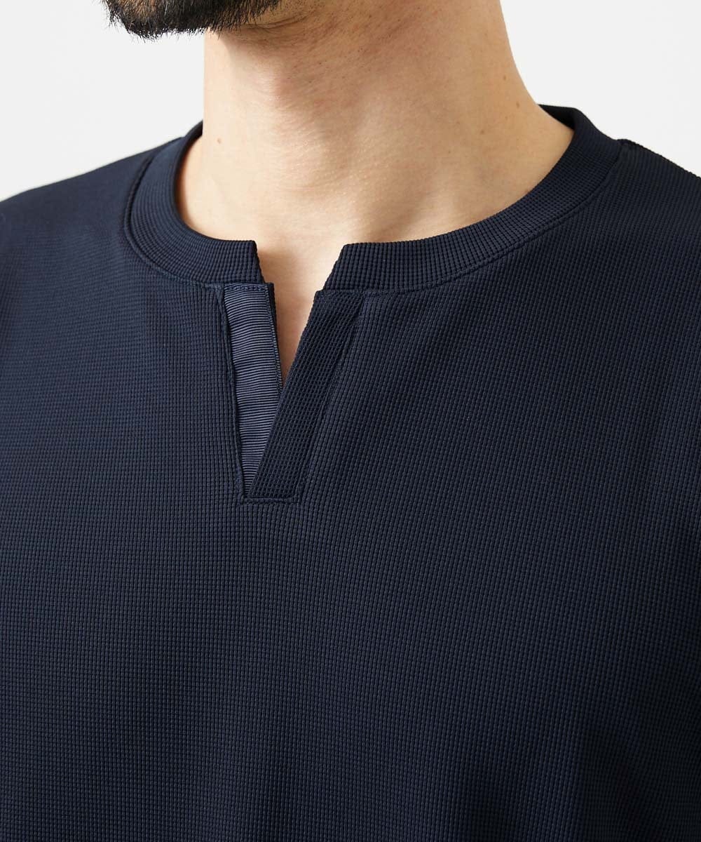 MNKGF64150 MICHEL KLEIN HOMME(ミッシェルクラン オム) 《日本製》キーネック半袖カットソー ネイビー