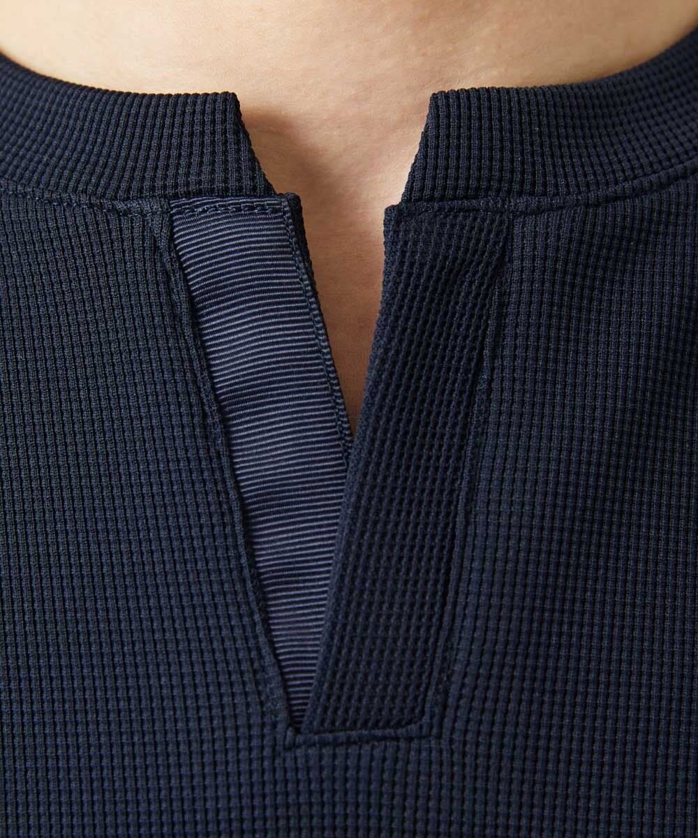 MNKGF64150 MICHEL KLEIN HOMME(ミッシェルクラン オム) 《日本製》キーネック半袖カットソー ネイビー