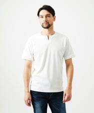 MNKGF64150 MICHEL KLEIN HOMME(ミッシェルクラン オム) 《日本製》キーネック半袖カットソー ホワイト