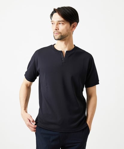 MNKGF64150 MICHEL KLEIN HOMME 《日本製》キーネック半袖カットソー