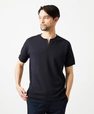 MNKGF64150 MICHEL KLEIN HOMME(ミッシェルクラン オム) 《日本製》キーネック半袖カットソー ブラック