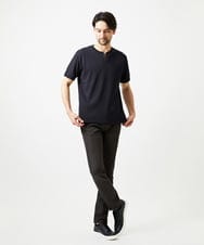 MNKGF64150 MICHEL KLEIN HOMME(ミッシェルクラン オム) 《日本製》キーネック半袖カットソー ブラック