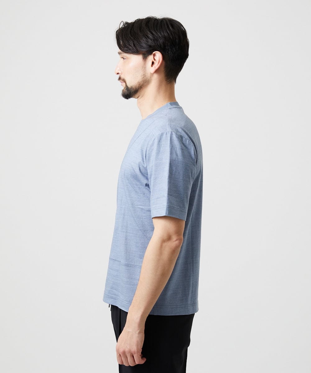 MNKGF71150 MICHEL KLEIN HOMME(ミッシェルクラン オム) 切り替えクルーネック半袖カットソー ライトブルー