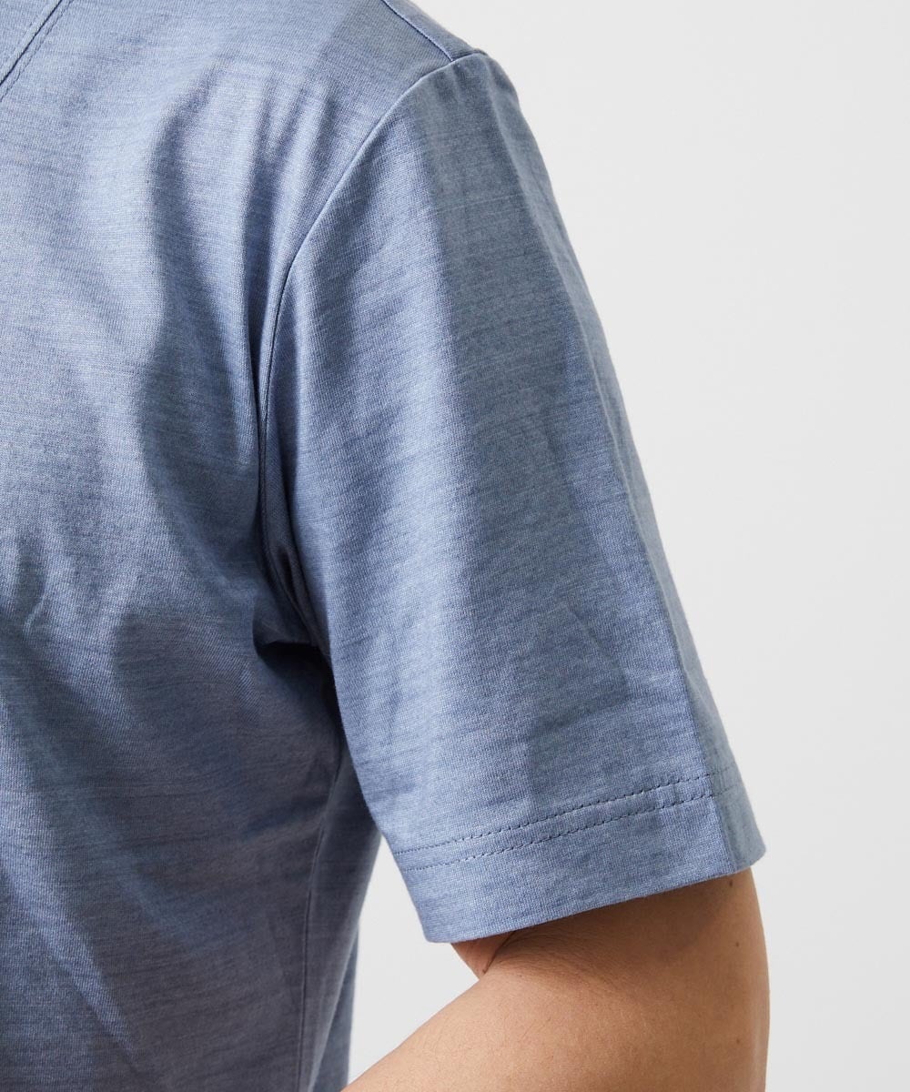 MNKGF71150 MICHEL KLEIN HOMME(ミッシェルクラン オム) 切り替えクルーネック半袖カットソー ライトブルー