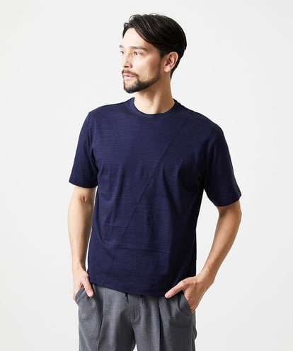 MNKGF71150 MICHEL KLEIN HOMME 切り替えクルーネック半袖カットソー