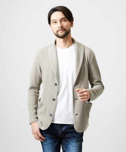 MNKGF73300 MICHEL KLEIN HOMME ショールカラーウェーブカーディガン