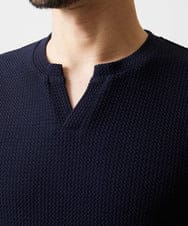 MNKGF76170 MICHEL KLEIN HOMME(ミッシェルクラン オム) キーネックウェーブ半袖カットソー ネイビー