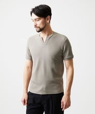 MNKGF76170 MICHEL KLEIN HOMME(ミッシェルクラン オム) キーネックウェーブ半袖カットソー ベージュ