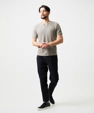 MNKGF76170 MICHEL KLEIN HOMME(ミッシェルクラン オム) キーネックウェーブ半袖カットソー ベージュ