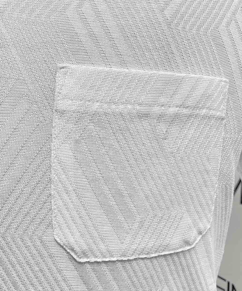 MNKGP23130 MICHEL KLEIN HOMME(ミッシェルクラン オム) オリジナル柄ポロシャツ ホワイト(90)
