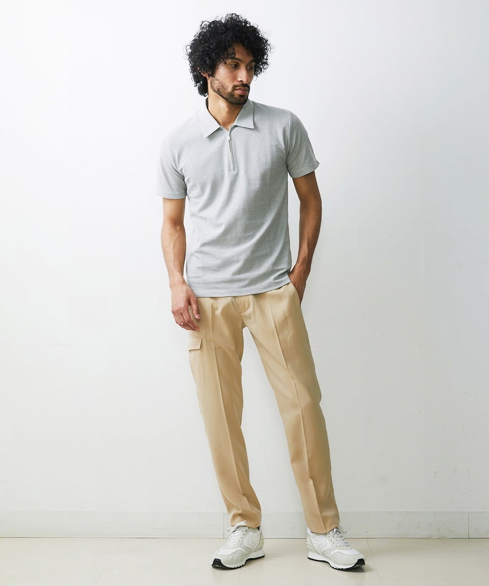 MNKGS02130 MICHEL KLEIN HOMME(ミッシェルクラン オム) 《日本製》幾何柄ポロシャツ ホワイト(90)