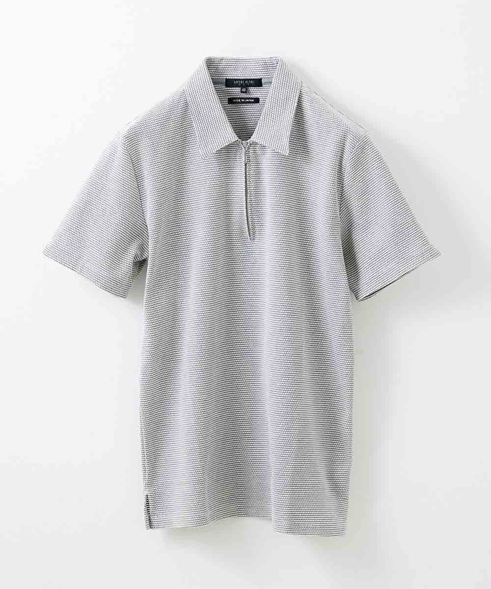MNKGS02130 MICHEL KLEIN HOMME(ミッシェルクラン オム) 《日本製》幾何柄ポロシャツ ホワイト(90)