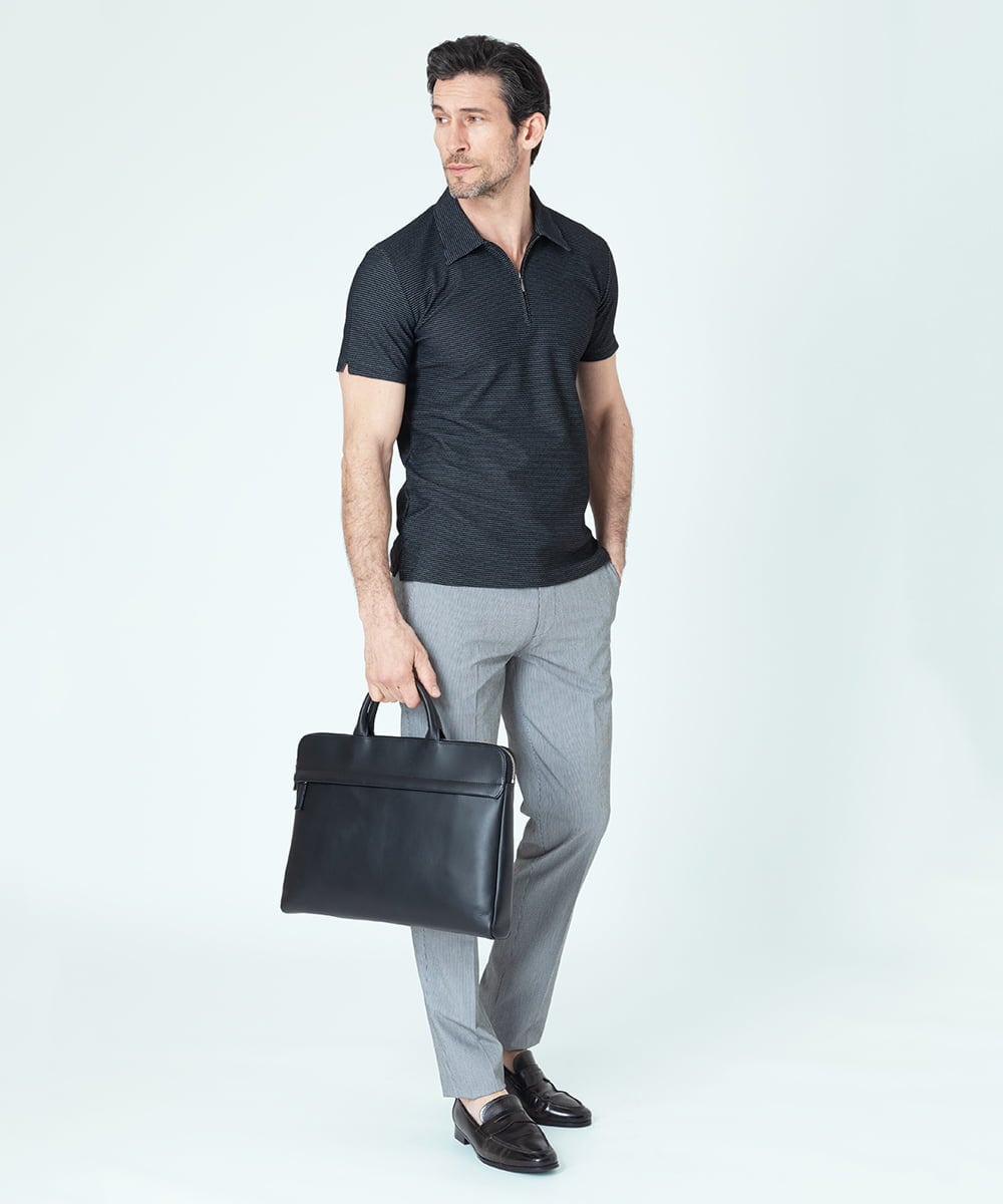 MNKGS02130 MICHEL KLEIN HOMME(ミッシェルクラン オム) 幾何柄ポロシャツ ダークグレー(93)