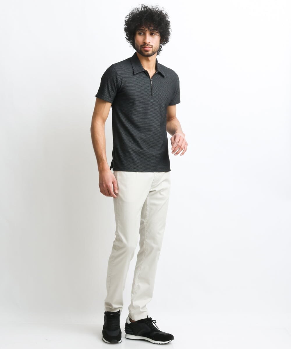 MNKGS02130 MICHEL KLEIN HOMME(ミッシェルクラン オム) 幾何柄ポロシャツ ダークグレー(93)