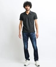 MNKGS02130 MICHEL KLEIN HOMME(ミッシェルクラン オム) 幾何柄ポロシャツ ダークグレー(93)