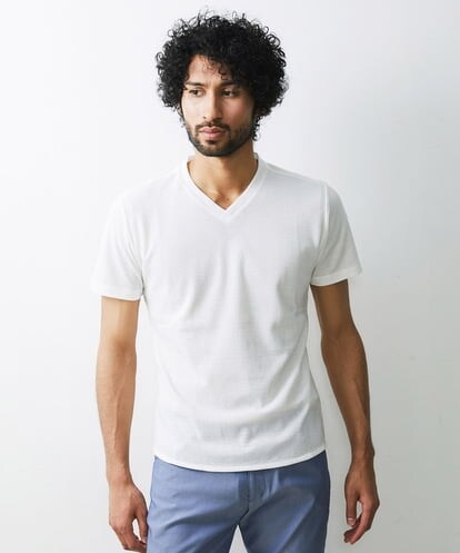 MNKGS11110 MICHEL KLEIN HOMME 【2023年モデル】《日本製》格子柄リンクス半袖カットソー