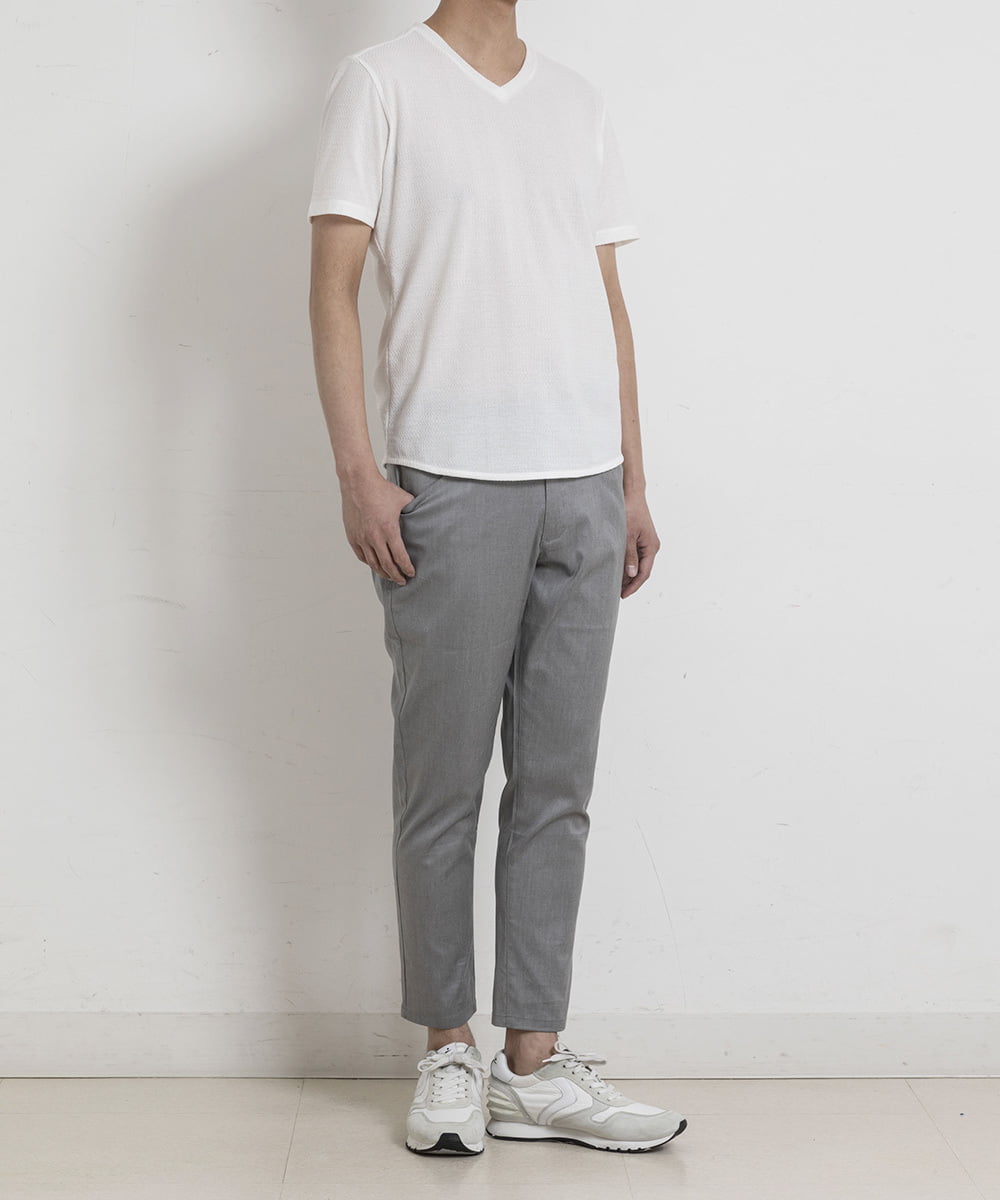 MNKGS11110 MICHEL KLEIN HOMME(ミッシェルクラン オム) 【2023年モデル】格子柄リンクス半袖カットソー ホワイト(90)