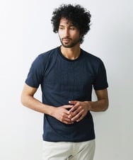 MNKGS13110 MICHEL KLEIN HOMME(ミッシェルクラン オム) 《日本製》ボタニカル柄半袖カットソー ブルー(56)