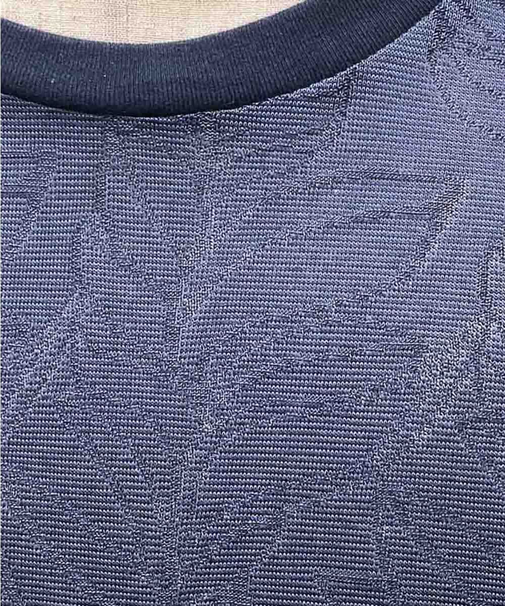 MNKGS13110 MICHEL KLEIN HOMME(ミッシェルクラン オム) 《日本製》ボタニカル柄半袖カットソー ブルー(56)