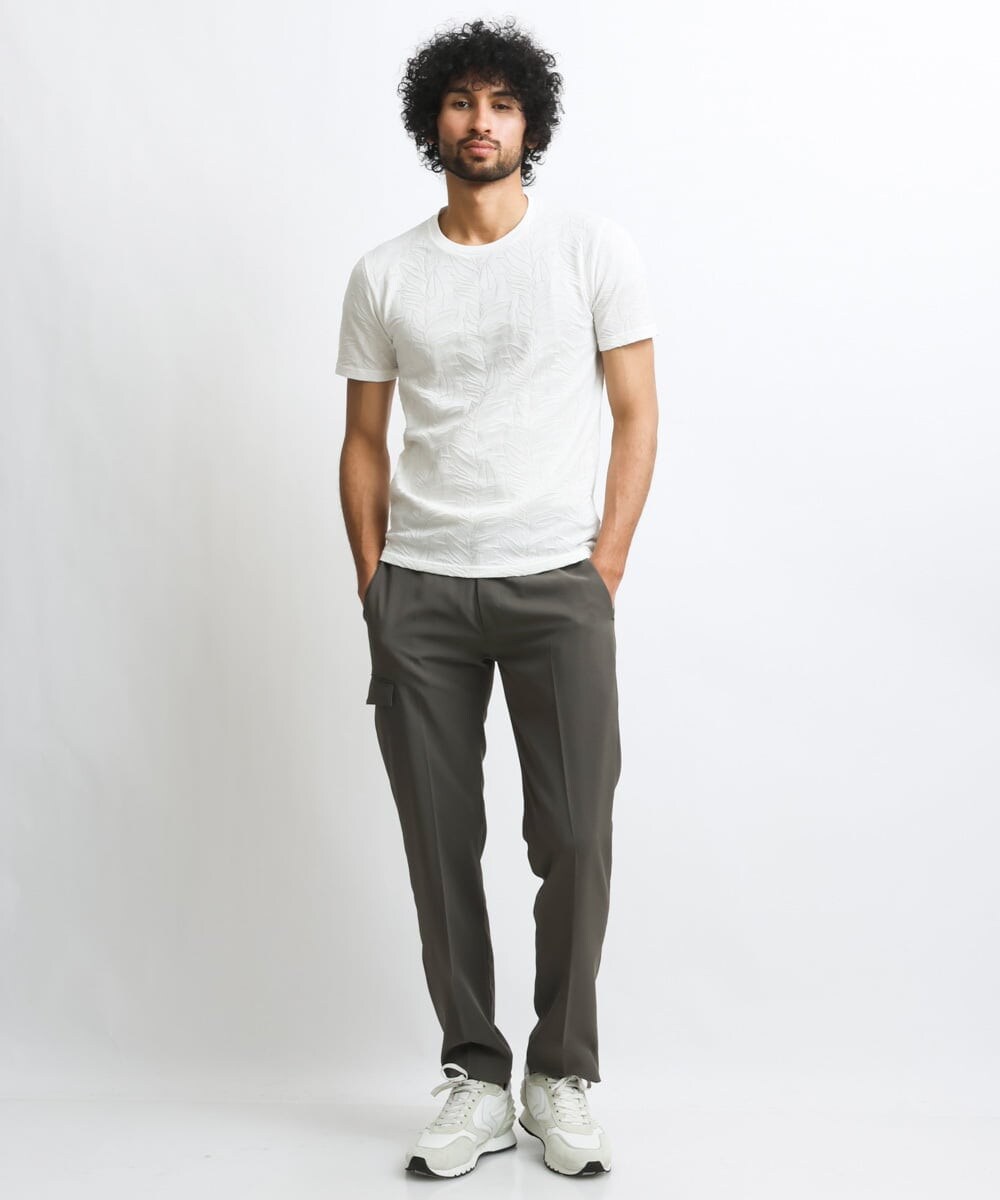 MNKGS13110 MICHEL KLEIN HOMME(ミッシェルクラン オム) 《日本製》ボタニカル柄半袖カットソー ホワイト(90)