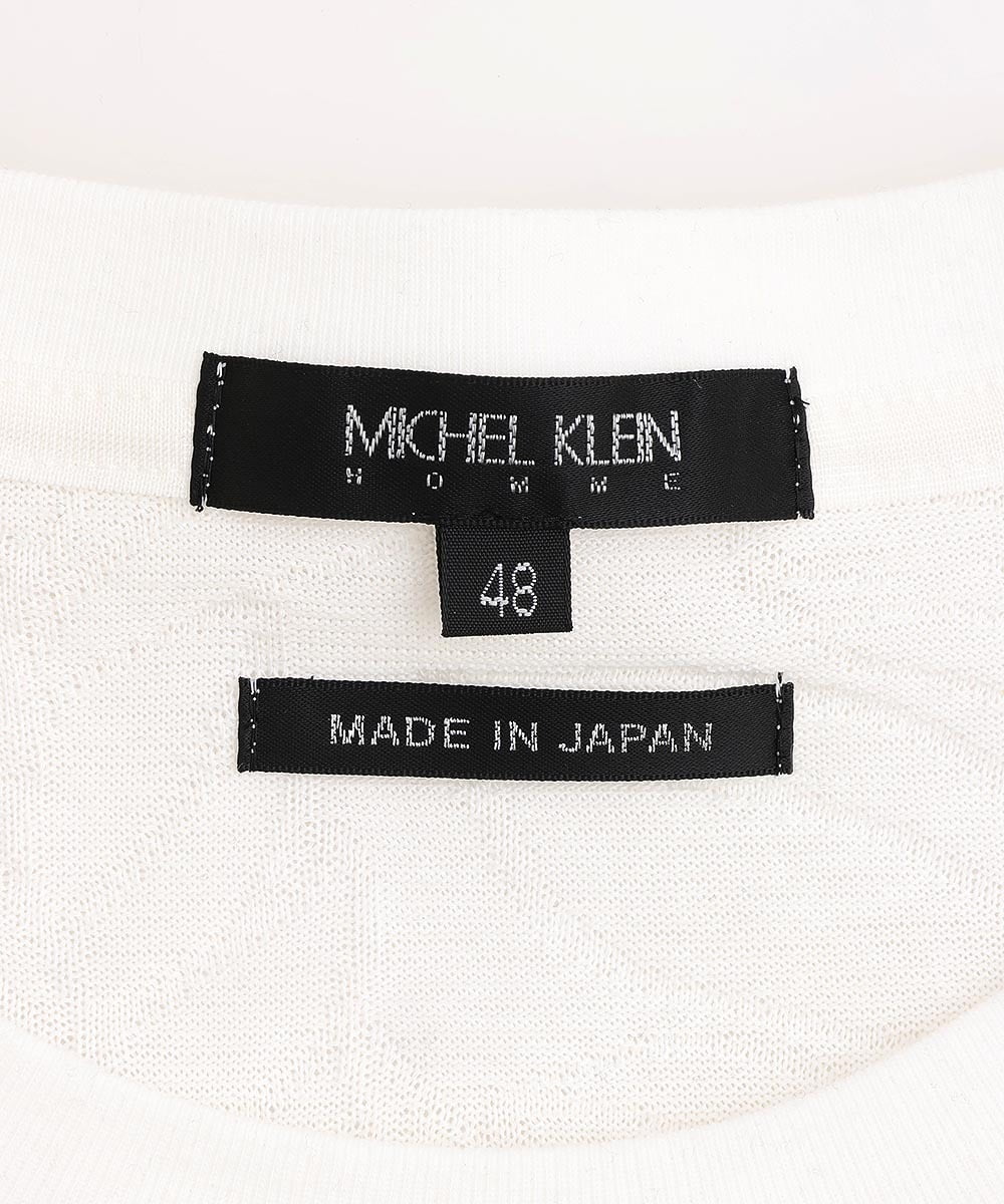 MNKGS13110 MICHEL KLEIN HOMME(ミッシェルクラン オム) 《日本製》ボタニカル柄半袖カットソー ホワイト(90)