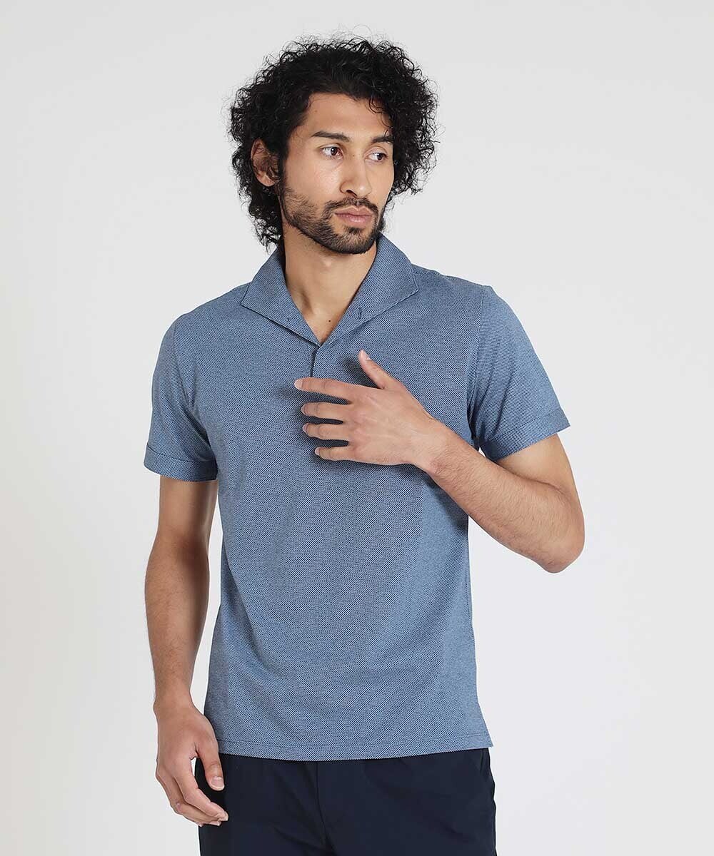MNKGS20130 MICHEL KLEIN HOMME(ミッシェルクラン オム) 《日本製》スキッパー衿ポロシャツ ライトブルー(50)