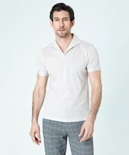 MNKGS20130 MICHEL KLEIN HOMME(ミッシェルクラン オム) 《日本製》スキッパー衿ポロシャツ アイボリー(80)