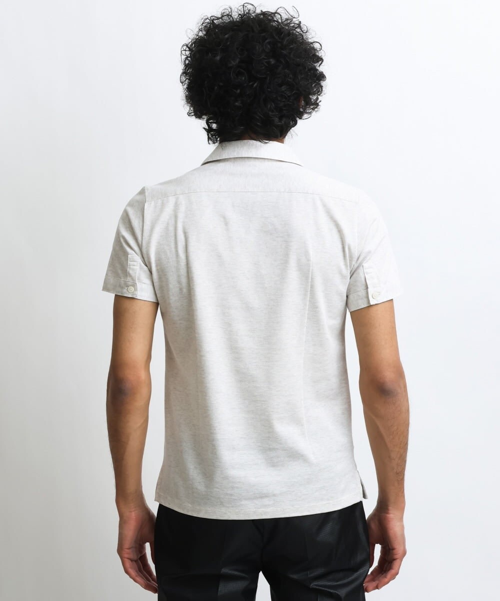 MNKGS20130 MICHEL KLEIN HOMME(ミッシェルクラン オム) 《日本製》スキッパー衿ポロシャツ アイボリー(80)