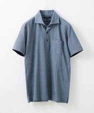 MNKGS21150 MICHEL KLEIN HOMME(ミッシェルクラン オム) 【2023年モデル】《日本製》格子柄リンクス半袖ポロシャツ ブルー(55)