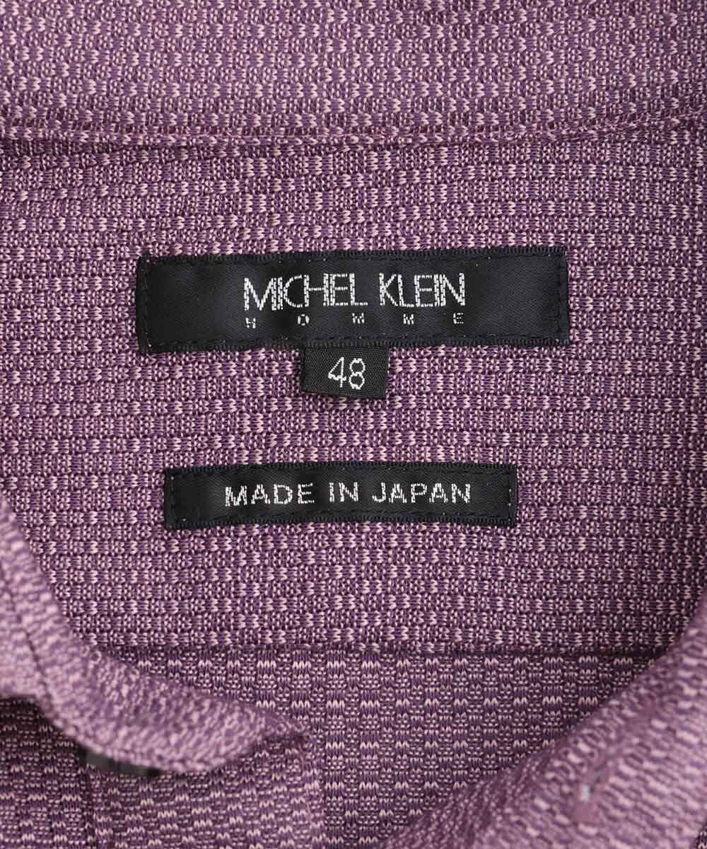 MNKGS21150 MICHEL KLEIN HOMME(ミッシェルクラン オム) 【2023年モデル】《日本製》格子柄リンクス半袖ポロシャツ パープル