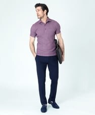 MNKGS21150 MICHEL KLEIN HOMME(ミッシェルクラン オム) 【2023年モデル】《日本製》格子柄リンクス半袖ポロシャツ パープル(63)