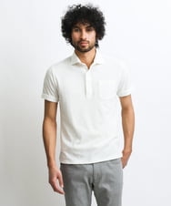 MNKGS21150 MICHEL KLEIN HOMME(ミッシェルクラン オム) 【2023年モデル】《日本製》格子柄リンクス半袖ポロシャツ ホワイト(90)