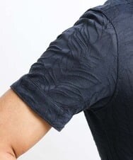 MNKGS23150 MICHEL KLEIN HOMME(ミッシェルクラン オム) 《日本製》ボタニカル柄ポロシャツ ブルー(56)