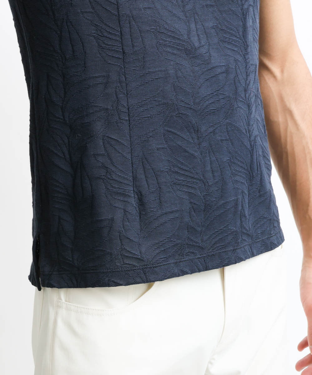 MNKGS23150 MICHEL KLEIN HOMME(ミッシェルクラン オム) 《日本製》ボタニカル柄ポロシャツ ブルー(56)