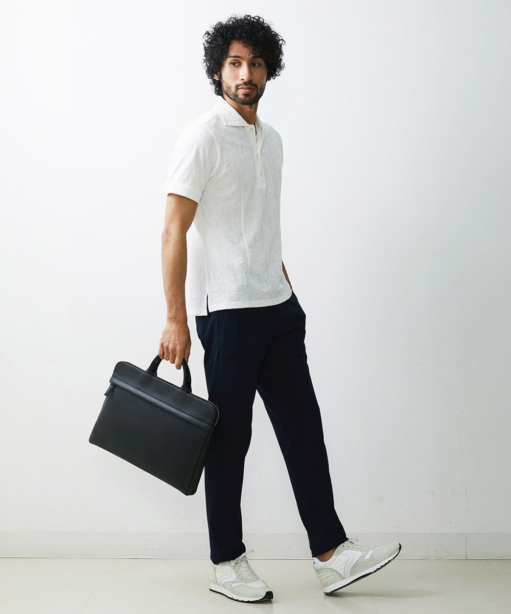 MNKGS23150 MICHEL KLEIN HOMME(ミッシェルクラン オム) 《日本製》ボタニカル柄ポロシャツ ホワイト