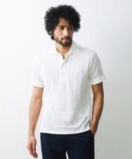 MNKGS23150 MICHEL KLEIN HOMME(ミッシェルクラン オム) 《日本製》ボタニカル柄ポロシャツ ホワイト