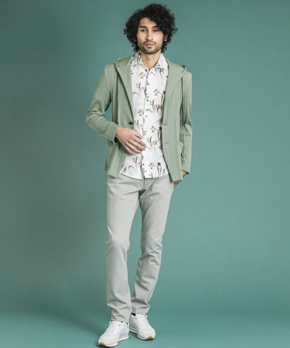 MNKGS31250 MICHEL KLEIN HOMME(ミッシェルクラン オム) プリーツパーカー カーキ(36)
