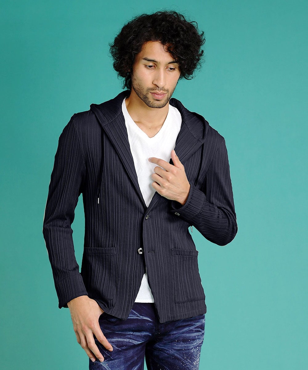 MNKGS31250 MICHEL KLEIN HOMME(ミッシェルクラン オム) プリーツパーカー ネイビー(57)