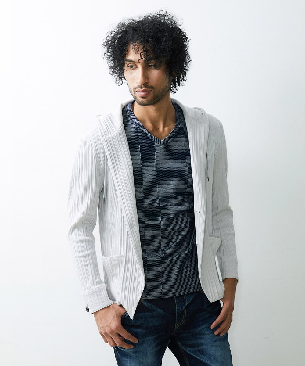 MNKGS31250 MICHEL KLEIN HOMME(ミッシェルクラン オム) プリーツパーカー ライトグレー(91)