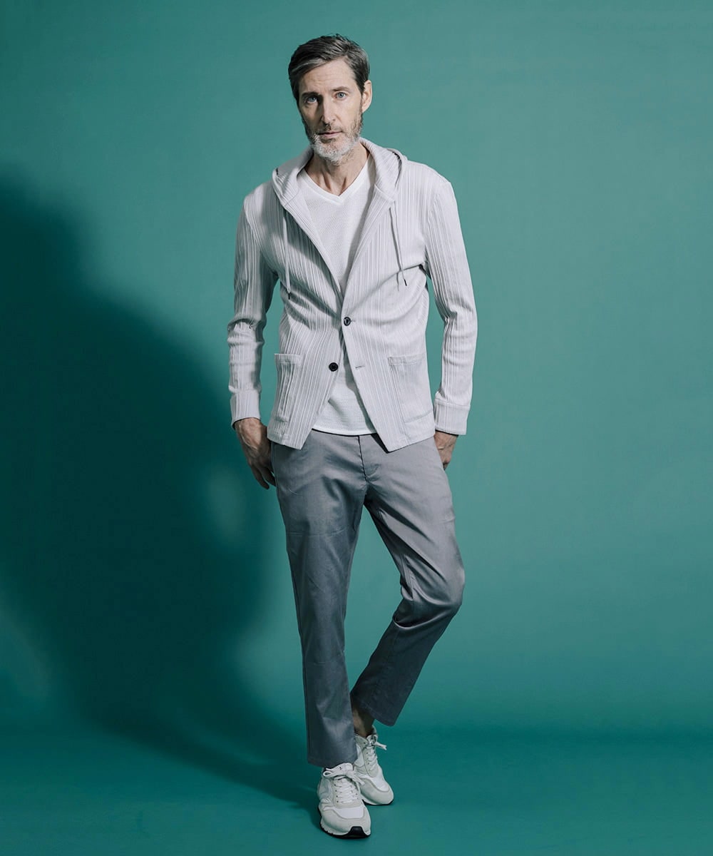 MNKGS31250 MICHEL KLEIN HOMME(ミッシェルクラン オム) プリーツパーカー ライトグレー(91)