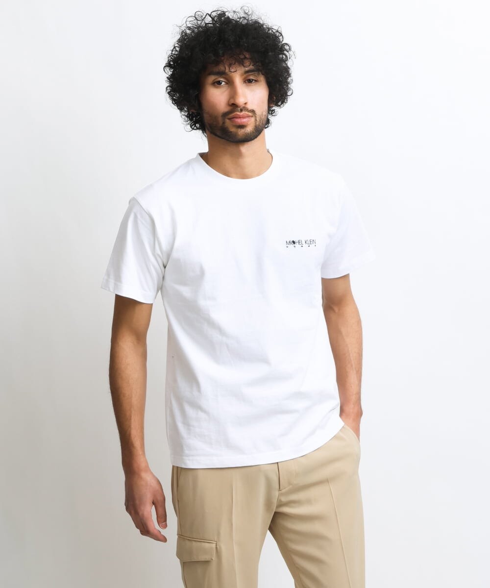 MNKGS70113 MICHEL KLEIN HOMME(ミッシェルクラン オム) 『レッドカップキャンペーン』ロゴ刺繍カットソー ホワイト(90)