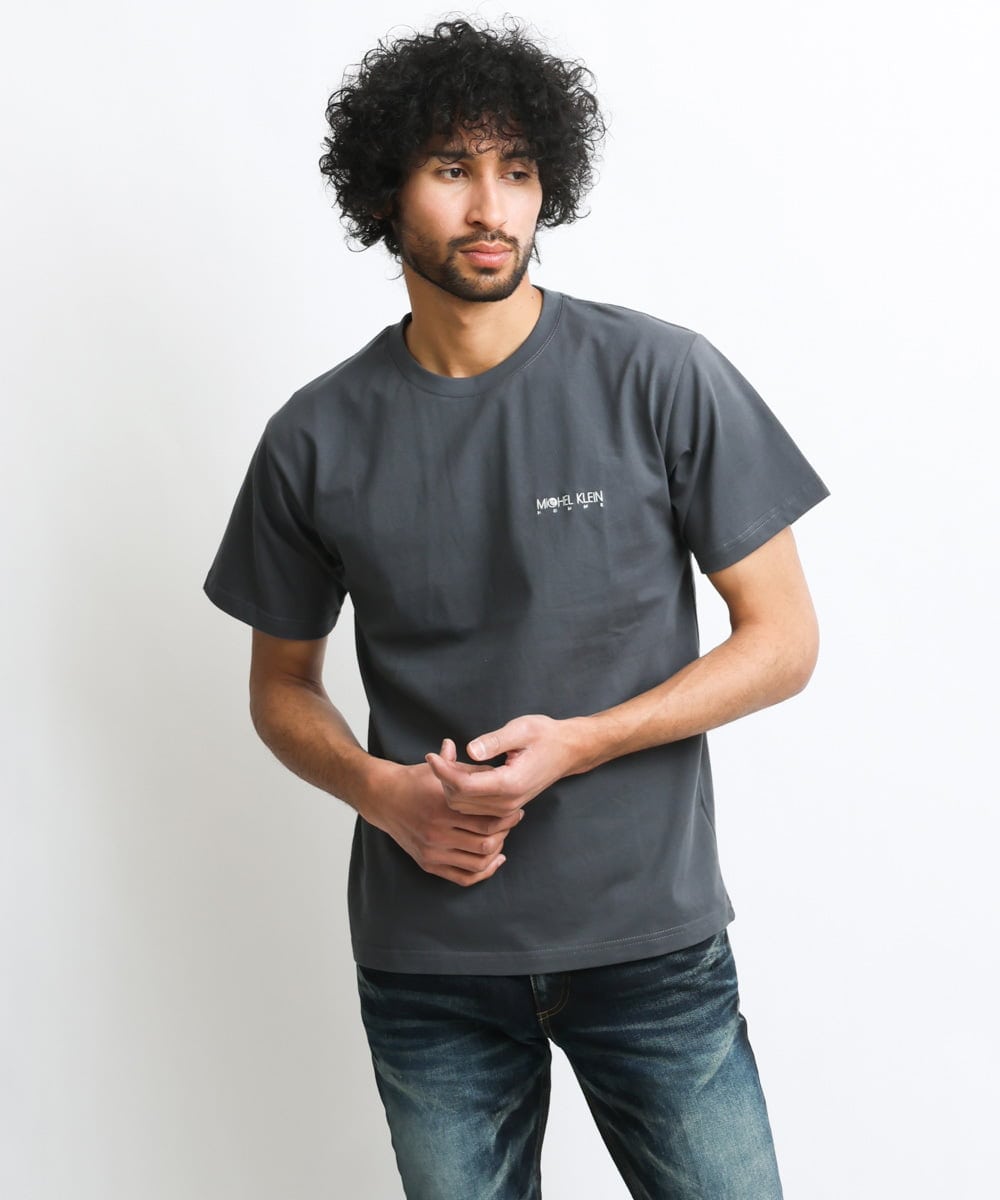 MNKGS70113 MICHEL KLEIN HOMME(ミッシェルクラン オム) 『レッドカップキャンペーン』ロゴ刺繍カットソー ダークグレー(93)