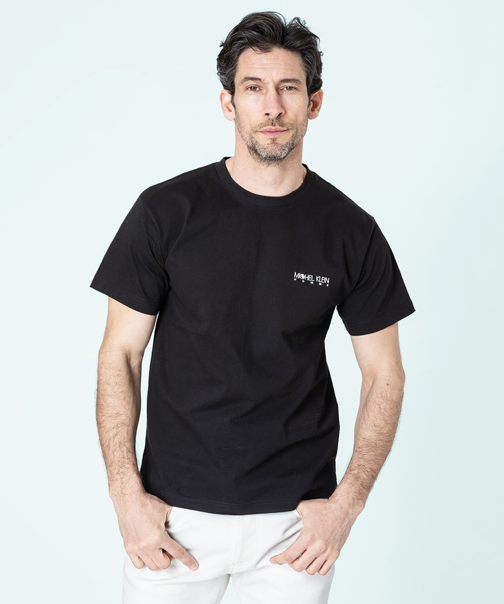 MNKGS70113 MICHEL KLEIN HOMME(ミッシェルクラン オム) 『レッドカップキャンペーン』ロゴ刺繍カットソー ブラック(94)