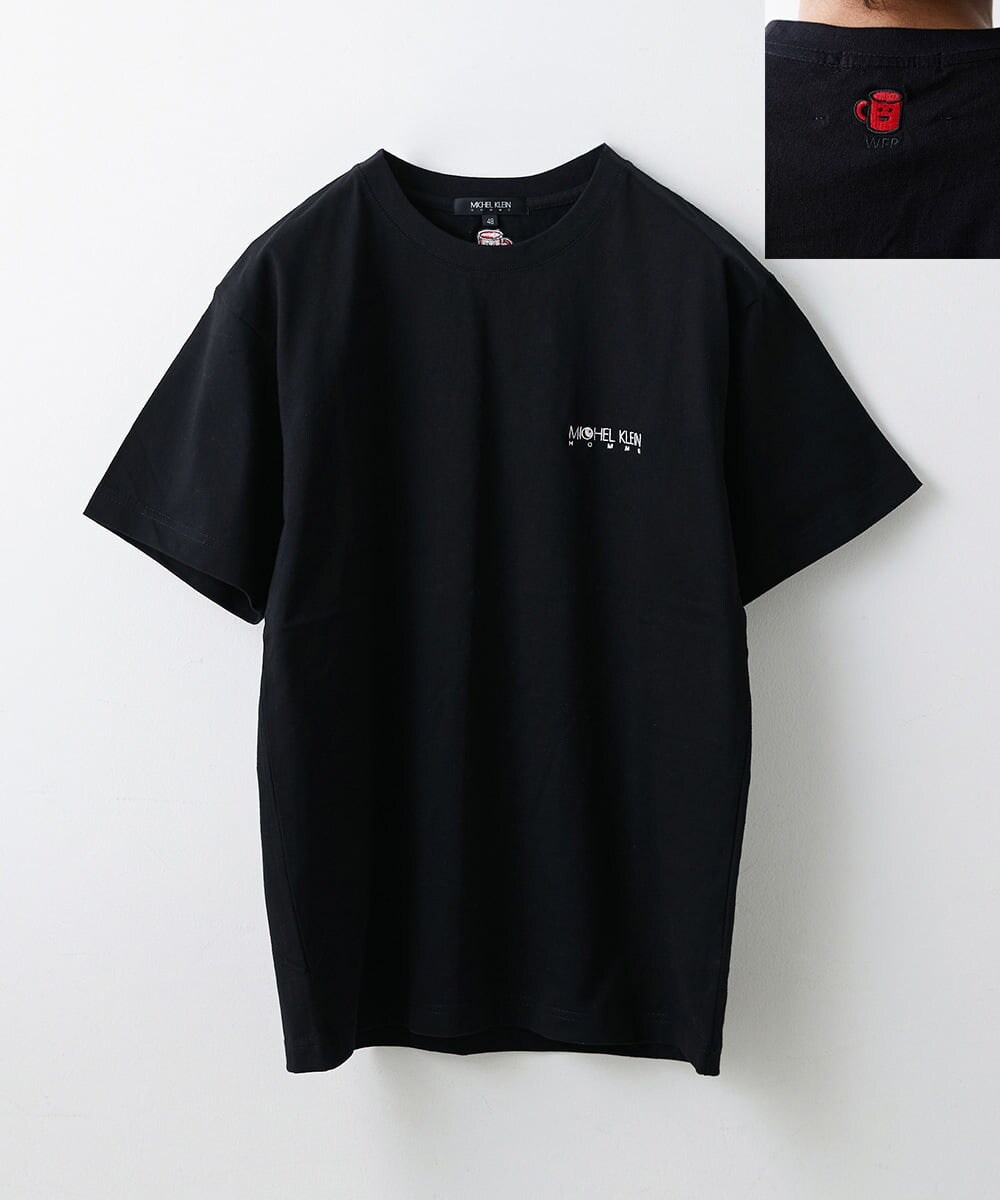 MNKGS70113 MICHEL KLEIN HOMME(ミッシェルクラン オム) 『レッドカップキャンペーン』ロゴ刺繍カットソー ブラック(94)
