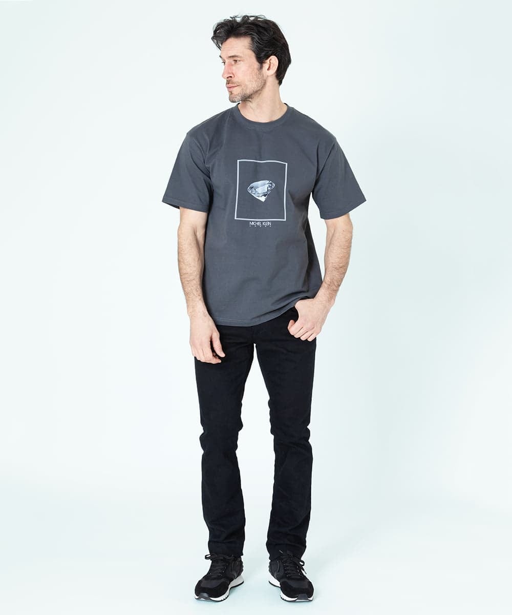 MNKGS71123 MICHEL KLEIN HOMME(ミッシェルクラン オム) 『レッドカップキャンペーン』プリントカットソー ダークグレー(93)